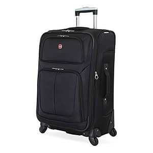 SwissGear Sion Softside Expandable Roller Luggage, Black, Checked-Medium 25-Inch