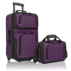 U.S. Traveler Rio Rugged Fabric Expandable Carry-on Luggage Set, Purple, 2 Wheel