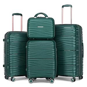 LEAVES KING Luggage 4 Piece Sets, Hard Shell Luggage Set Lightweight Carry on Luggage Expandable Suitcase with Spinner…